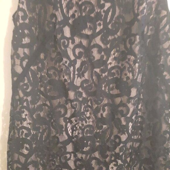 Ann Taylor Loft Black Lace Sheath Dress – Size 8 – Keyhole Back, Lined, Elegant - Picture 2 of 10